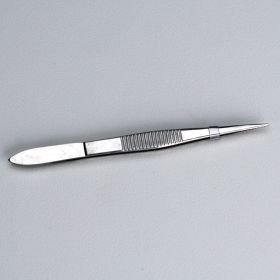 Deluxe Tweezers, 4-1/2" Stainless Steel, Pointed Edge, 1 Each