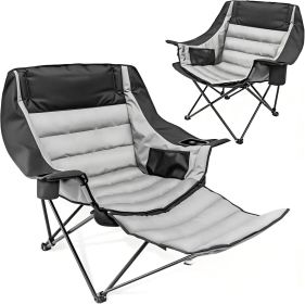 Oversized Padded Camping Chair with Removable Footrest - 400LBS Heavy-Duty Foldable Chair