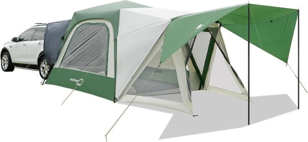 6-Person SUV Tailgate Tent with 6'x7' Screen Room - Instant Car Camping Awning Attachment, Large Mesh Vestibule Porch for SUV, Van, Jeep