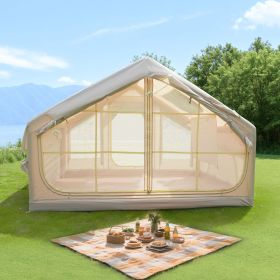 6.3m Â² Inflatable Camping Tent , 4 Season Waterproof Windproof, Clear Skylight & 420D Oxford Waterproof, Air Tent with Mesh Windows/Doors