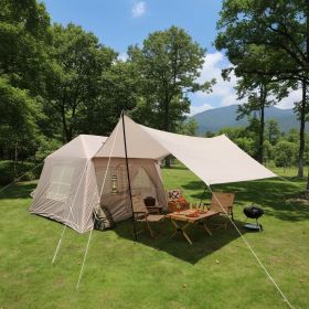 5.72mÂ² Inflatable Camping Tent, Easy Setup 4 Season Windproof Glamping Tent with Mesh Windows & Pump, Outdoor Cotton Tent