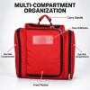 Portable Toiletry Bag with Multiple Compartments, Clear ID Window and Carry Handle, Travel Bathroom Organizer Bag, Red