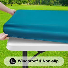 Rectangle Tablecloth, Elastic Fitted Flannel Backed Vinyl Tablecloths for 6ft Folding Tables, Waterproof Wipeable Table Covers for Indoor, Outdoor