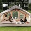 Inflatable Camping Tent with canopy , 4 Season Waterproof Windproof, Clear Skylight & 420D Oxford Waterproof, Air Tent with Mesh Windows/Doors
