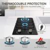 Gas Stove 2 Burner Propane Cooktop 12 inch, Nafewin Tempered Glass Portable Gas Cooktop Stove Burner with Thermocouple Protection
