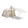 5.72mÂ² Inflatable Camping Tent, Easy Setup 4 Season Windproof Glamping Tent with Mesh Windows & Pump, Outdoor Cotton Tent