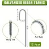 16PC 12inch J-Shaped Threaded Ground Screws, Steel Ground Screws, for Pipe and Tent Securing, Windproof and Durable