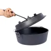 Pre-Seasoned Cast Iron Dutch Oven With Skillet Lid, Outdoor Camping Deep Pot for Camping Fireplace Cooking BBQ Baking Campfire, With Iron Pot Rac