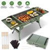 Foldable Charcoal Grill Portable BBQ Grill with Storage Shelf, Carry Handle, Air Vent Design, Chrome-Plated Grill Grate, 10 Skewers