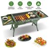 Foldable Charcoal Grill Portable BBQ Grill with Storage Shelf, Carry Handle, Air Vent Design, Chrome-Plated Grill Grate, 10 Skewers, Outdoor Barbecue