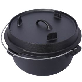 Outdoor Camping Deep Pot for Camping Cooking BBQ Baking (Color: Black, Type: 8 Quart)